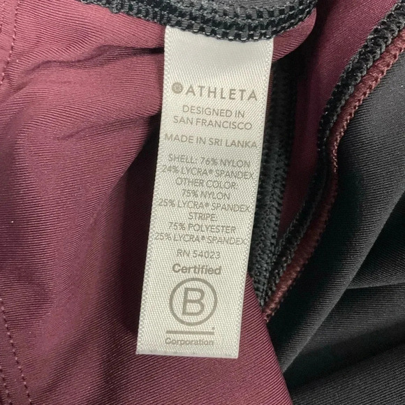 athleta tight medium crunch 7/8 colorblock stripe black maroon - Picture 4 of 5